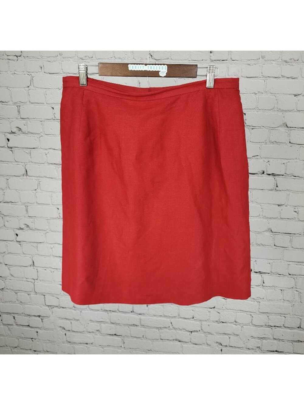 Amanda Smith Red Linen Blend Back Slit Lined Straight Skirt Size 18W (33x21.5)